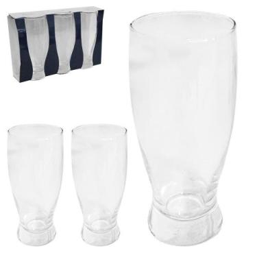 Imagem de Jogo De Copo De Vidro Para Chopp Tulipa 3 Peças 350Ml - Flashgoods