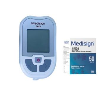 Imagem de Medidor de Glicose + 50 Tiras Teste Glicemia Glicosímetro GH83 - Medis