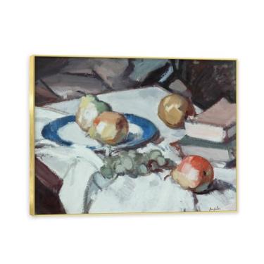 Imagem de NHLDZYH Moldura dourada. Tela de frutas botânicas vintage, impressão de estilo de pintura a óleo vintage, decoração de jantar country de fazenda, pronta para pendurar. B10. 40 x 50 cm