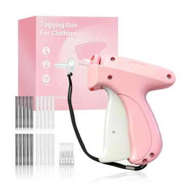 Imagem de Pistola de costura para roupas, fixador de roupas rápido, kit de costura inclui 5 agulhas, 1000 fixadores pretos e 1000 brancos, adequado para acolchoar, consertar roupas e etiquetar (rosa)