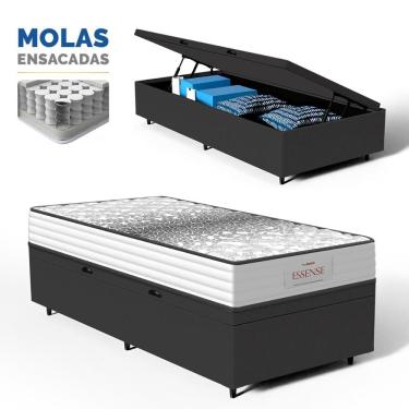 Imagem de Cama Box Baú com Colchão de Molas Ensacadas Double Face Essence Probel Solteiro 88cm