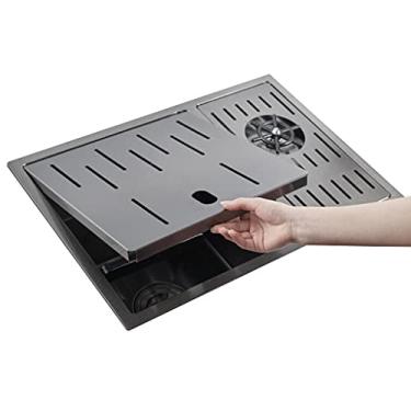 Imagem de HHHJQFAAT Pia de barra oculta de aço inoxidável com lavadora de copos para estação de trabalho ferramentas de tigela única para melhoria da casa