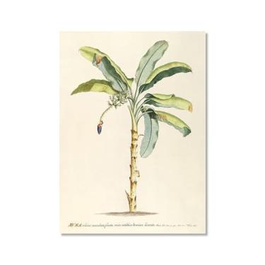 Imagem de Pôster vintage tropical botânico antigo palmeiras abacaxi arte de parede pintura em tela para sala de estar decoração de casa (SKU1,20.3x30.5 cm = (20x30 cm), sem moldura)