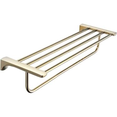 Imagem de HHHJQFAAT Toalheiro para toalha de banho, suporte de toalha dourado pálido, suporte de parede, toalheiro de banheiro, suporte duplo de parede dobrável de 61 cm, porta-toalhas organizador