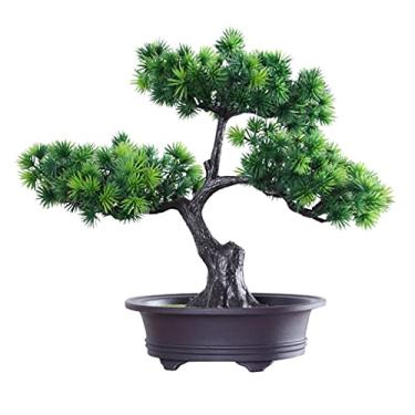 Imagem de SLGGPJBU Plantas Artificiais Pinhal Acolhedor Artificial Planta Verde Pequeno Bonsai Árvore Falsa Ornamentos de Decoração de Casa Adequado para Sala de Estar e Escritório Bonsai Pinheiro
