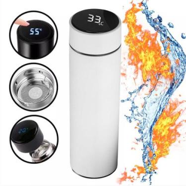 Imagem de Garrafinha Térmica Inox Squeeze Água Gelada Display Digital - Tomate