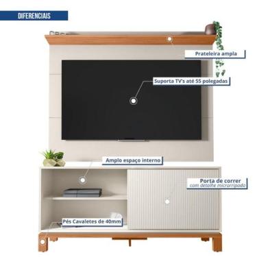 Imagem de Painel com Rack Mondrian para TV Até 50 Polegadas MDF MDP com Pratelei