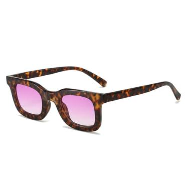 Imagem de Óculos de Sol UV400 - Armação Pequena Cor Jelly Punk Degradê para Homens e Mulheres, Esportes ao Ar Livre, Corrida, Ciclismo, Estampa de Leopardo Roxo