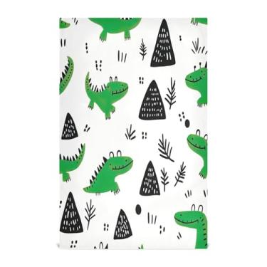 Imagem de Wassud Toalhas de cozinha de desenho animado de crocodilo panos de prato de cozinha 1 pacote panos de prato macios com laço para pendurar toalha de mão super absorvente de secagem rápida toalhas de