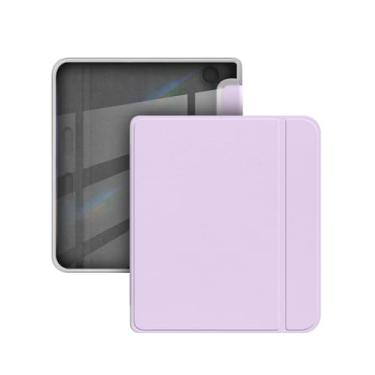 Imagem de Capa para eReader Kobo Libra Color (2024) e Kobo Libra 2 (2021) 7 polegadas, capa traseira transparente FJIASTB e capa frontal de couro PU com despertar/hibernar automático (roxa)