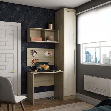 Imagem de Guarda Roupa 1 Porta 4 Prateleiras C/Escrivaninha Avelã