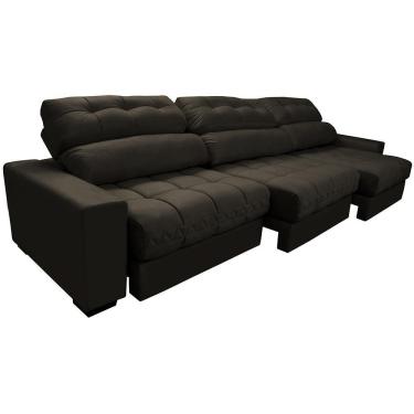 Imagem de Sofá Retrátil E Reclinável Com Molas Ensacadas Cama Inbox Master 3,22m Tecido Suede Café