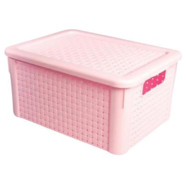 Imagem de Caixa Organizadora Rattan 16 Litros Rosa Unidade - Giotto