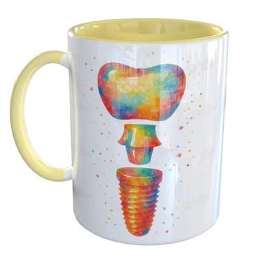 Imagem de Caneca Porcelana Odontologia Implantes - Pense Canecas, Amarelo