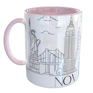 Imagem de Caneca Porcelana Nova York NYC - Pense Canecas, Rosa Claro