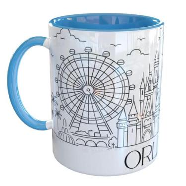 Imagem de Caneca Porcelana Orlando - Pense Canecas, Azul Claro