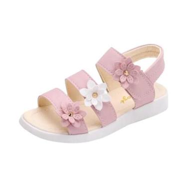 Imagem de Sandálias Gladiadoras Florais Para Meninas, Calçados De Praia Macios E