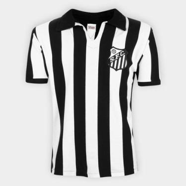 Imagem de Camisa Polo Retrô Santos 1956 n 10 Athleta Masculina, Branco, Preto, P