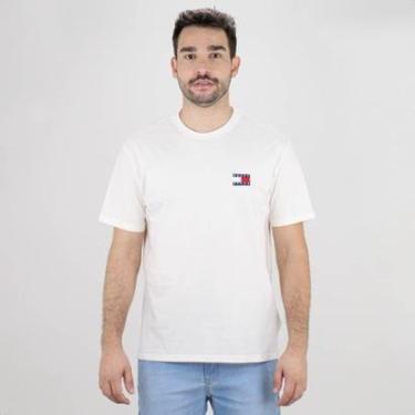 Imagem de Camiseta Tommy Bandeira Bordada Off White - Masculino-Masculino