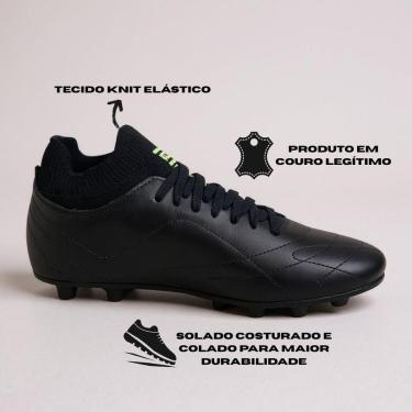 Imagem de Chuteira Campo Botinha Preta Mundial Sport Ms2007 Unissex-Unissex
