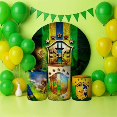 Imagem de Capas Painel Redondo Cilindros Decoração Copa do Mundo - Genérica