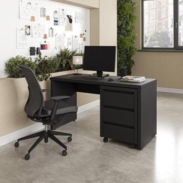 Imagem de Escrivaninha Mesa Escritório com Gaveteiro com Rodízio Ficus 135cm CabeCasa MadeiraOrig...