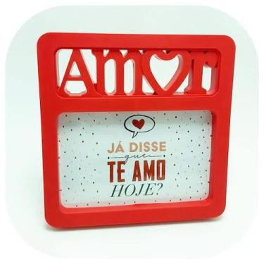 Imagem de Porta retrato amor frase - L & T, vermelho