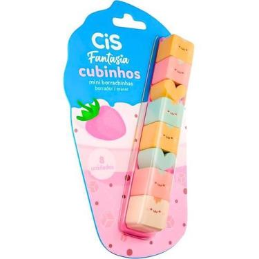 Imagem de Borracha Decorada Cis Cubinhos 2 Modelos 4 Cores Sertic, Colorido