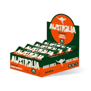 Imagem de Australia Protein Max Almond Chocolate 70g, Barra de Proteína, Sem Glúten, Lactose e Açúcar Adicionado, Snack Saudável Plant-Based (12 unidades)