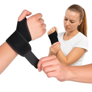 Imagem de Kit 2 Munhequeiras Ajustáveis Ergonômicas em Neoprene Cor Preta - Bcal