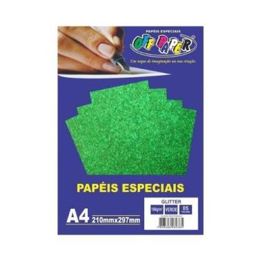 Imagem de Papel Glitter A4 180g Verde 5fls - Off Paper