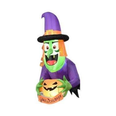 Imagem de Decoração Inflável De Halloween: Bruxa Fantasma De Cabeça Verde Para E