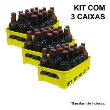 Imagem de Kit 3 Caixas Engradado Cerveja 300ml P/ 15 Garrafas  (Não Acompanha Ga