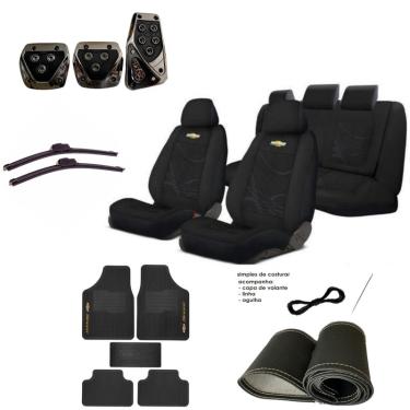 Imagem de Kit capas automotiva para banco em tecido grosso original + tapete + pedal = palheta d para-brisa e capa volante para omega 97