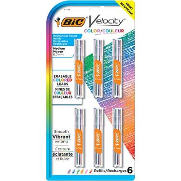 Imagem de BIC Recargas de lapiseira de grafite colorido Velocity, ponta média (0,7 mm), cores sortidas, pacote com 36 unidades