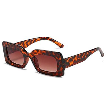 Imagem de Óculos de sol retangulares coloridos vintage moda feminina gradiente tons de óculos uv400 masculino quadrado geléia azul roxo óculos de sol, gradiente de chá de leopardo, como a imagem
