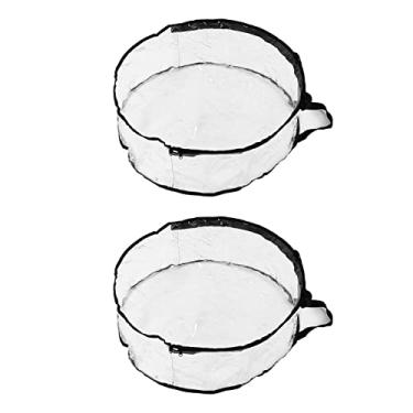 Imagem de Bolsa de armazenamento portátil, bolsa de armazenamento de guirlanda de PVC redondo borda preta grande espaço para jardim para férias (2 pacotes com borda preta)