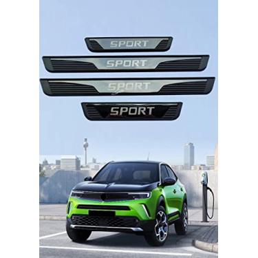 Imagem de GZBFTDH Acessórios de carro Protetor de peitoril da porta, para painéis de chute Opel Mokka Vauxhall Placa de proteção de soleira, protetor de entrada de porta de peças automotivas