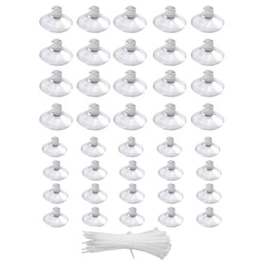 Imagem de Ventosas de aquário, 20 peças de 25 mm + 20 peças ventosas de aquário de 35 mm com abraçadeiras ajustáveis para plantas de aquário de aquário, plantador, ninho de camarão musgo