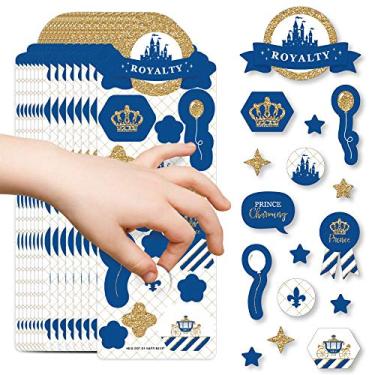 Imagem de Big Dot of Happiness Royal Prince Charming – Adesivos infantis para festa de aniversário – 16 folhas – 256 adesivos