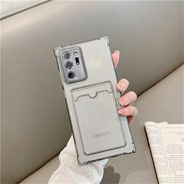 Imagem de Estojo de silicone com slot para cartão quadrado para Samsung S22 Plus S21 Ultra S20 FE S10 Note 20 A52 A72 A32 A42 A12 A22 Carteira Soft Clear Cover, Preto, Para A22 4G