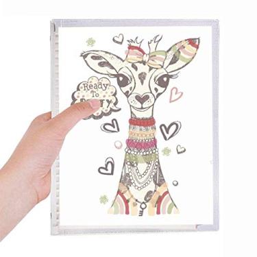 Imagem de Caderno colorido de folhas soltas com desenho de girafa, diário recarregável
