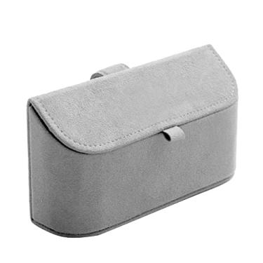 Imagem de Alfanxi Suporte de óculos para viseira de sol de carro, Itália Alcantara material estojo de armazenamento clipe compatível com a maioria dos carros (cinza)