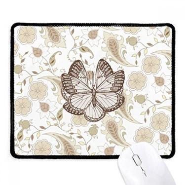 Imagem de Mouse pad de borracha simples rosa pálido com flores borda costurada para jogos