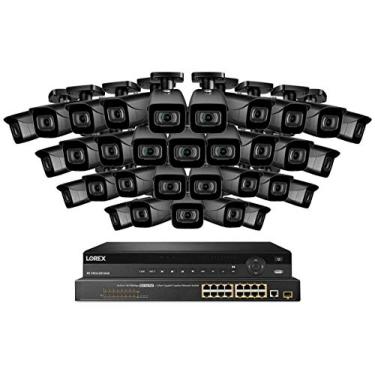Imagem de Lorex NC4K8-3232BB 32 Sistema de Vigilância 4K Canal com N882A38B 8TB 4K Fusão NVR, 16 Porto ACCLPS263B POE Switch e 32 E841CAB 8MP Bala Câmeras
