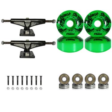 Imagem de Truck Skate 139mm Roda Verde 53mm Rolamento Abec5 Parafusos