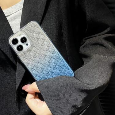 Imagem de Capa de telefone transparente de cor gelatinosa para iPhone 11 Pro Max 12 13 14 Pro Max 14 Plus Gradiente Espumante Diamante Capa Macia, Azul, para iPhone 12