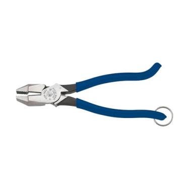 Imagem de Klein Tools Alicate de ferro D213-9STT com garras serrilhadas resistentes, facas endurecidas por indução e um anel de amarração dividido, alta alavancagem, azul de nariz quadrado, 24 cm