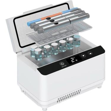 Imagem de Caixa refrigerada do refrigerador da insulina, mini refrigerador da medicina, display lcd, refrigerador portátil da insulina para o carro, viagens, casa, 4 baterias