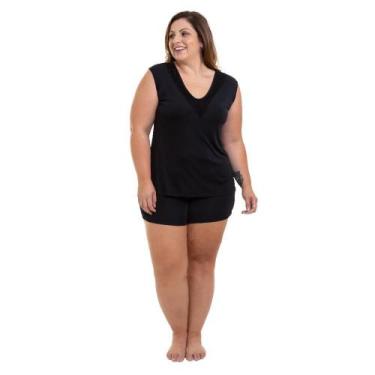 Imagem de Pijama Curto Regata Preto Liganete Sepie 1051-PL Plus Size, Preto, 52